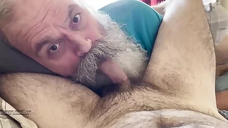 Moustache Grandpa Nurses on Hairy Puppy Horseshit
